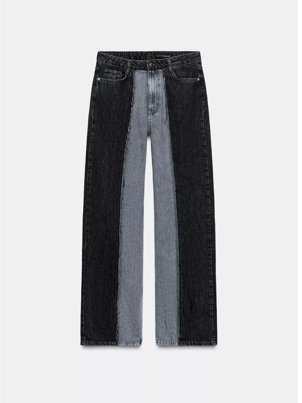 Zara Two-Tone Black and Grey Wide-Leg Jeans